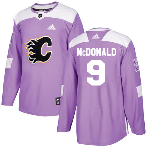 Adidas Flames #9 Lanny McDonald Purple Authentic Fights Cancer Stitched NHL Jersey